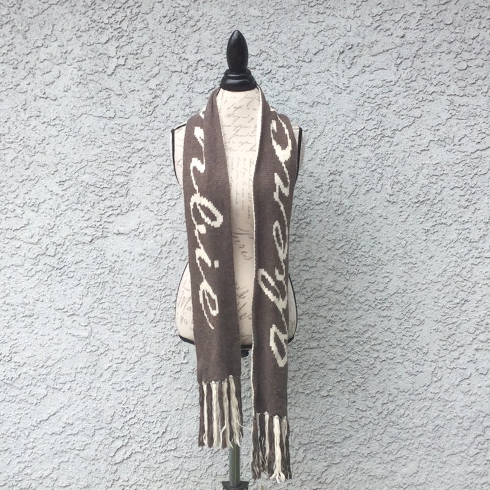 Vintage Y2K Abercrombie & Fitch Spellout Reversible Fringe Knit Scarf🧣